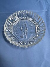 Vintage Clear Glass Mr. Peanut Embossed Round Art Decorative Candy Nuts Dish picture
