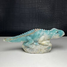 372g Natural Crystal Mineral Specimen. Amazon Stone. Hand-carved Lizard.Gift.QM picture