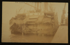 The SS Suevic at Southampton Docks Postcard Wreckage Steamship RPPC Ocean Liner picture