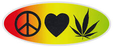 Bumper Sticker Decal - Peace, Love, Marijuana - Pot, 420, Bob Marley One Love picture
