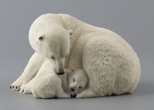 7.75 Inch Polar Bear Cub Cuddling with Mother Statue Figurine, White picture