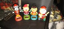 Lot Christmas Solar Powered Bobbleheads Mickey Mouse, 2 Santa Claus, Snowman, picture