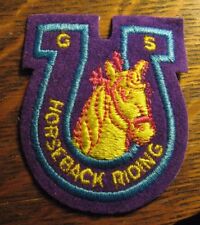 GSA Horseshoe Patch - Girl Scouts Of America Horseback Riding Sewn Purple Badge picture