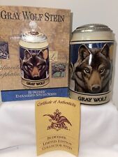 1993 Anheuser Busch Gray Wolf Endangered Species Lidded Stein COA New 20234 picture