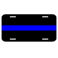 Reflective Thin Blue Line License Plate Police Officer Support picture