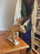 Vintage Sweden Swedish Laplander Saami Sami hand carved large wooden reindeer picture