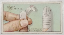 Wills's First Aid FINGER BANDAGE Medical Vintage Cigarette Card #50 picture