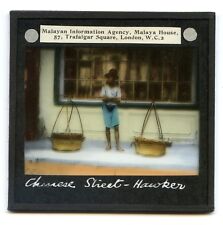 Chinese Street Hawker, Antique Singapore Malaysia Glass Slide picture