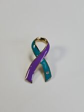 Purple & Teal Awareness Ribbon Lapel Pin Suicide Prevention Domestic Violence  picture