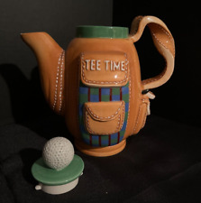 Tee Time Golf Teapot Coffee Pot Gift Hand Painted Flowers Inc Balloon FIB picture