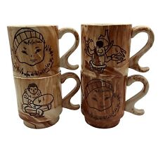 Hand Crafted Coffee Mugs by Ann Miller Dennis Made from Alaskan Clay Set of 4 picture