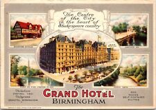 CONTINENTAL SIZE POSTCARD THE GRAND HOTEL IN BIRMINGHAM ENGLAND c. 1935 picture