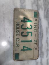 Vintage 1977 Indiana House Car License Plate 43514 Expired Green Text  picture