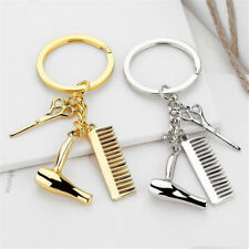 Hairdresser Hair Dryer Scissor Comb Keychain Creative Key Ring Jewelry Gifts picture