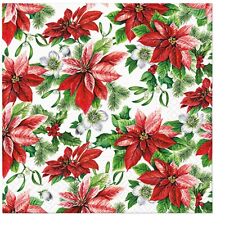 (20) Christmas Decoupage Paper Napkins Vintage Poinsettia Flower - Pack of 20 picture