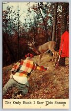 8 Point Buck Deer Hunter With His Pants Down Only Buck Seen 1956 Postcard S2 picture