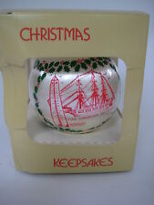 vtg Charlestown MA Christmas ORNAMENT Bunker Hill USS Constitution retro mod mcm picture