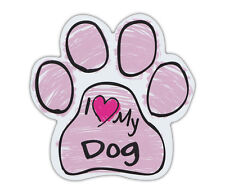 Pink Scribble Paws: I LOVE MY DOG | Dog Paw Shaped Car Magnets picture