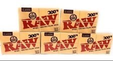 5 PACKS RAW 300's CLASSIC NATURAL UNREFINED ROLLING PAPERS 1 1/4 SIZE picture