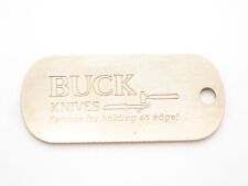 Vintage 1980s Buck Knife Nickel Silver Japan Import Tag Key Chain Fob Dog Tag picture