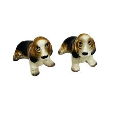 Vintage Hagen Renaker Bassett Hound Puppy Dog Pair Ceramic Animal Miniature 1.5