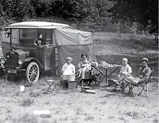 1923 Family Vacation Car Camping Vintage Old Photo 8.5