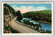 Bedford PA-Pennsylvania, Lincoln Highway And Juniata River, Vintage Postcard picture