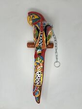 Talavera Bird Parrot Hanging W/Chain Figure Mexican Folk Art Pottery Med 15