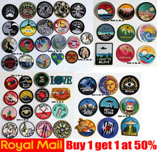 Popular Round Sew Iron On Patch Badge Transfer Fabric Jeans Applique Crafts picture