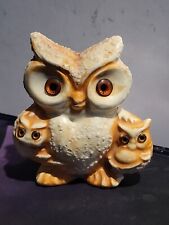 Vintage MCM Owl Night Light - Mother Owl w/ Babies, Glowing Eyes 1960's picture