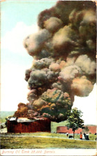 1909 Disaster Burning Oil Tank 35,000 Barrels near Buffalo New York postcard a44 picture