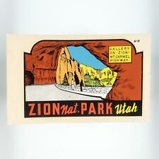Vintage Zion National Park Decal 1950s Utah Highway Water Travel Sticker UT H638 picture