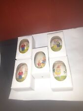 Vintage Lot Of 5 Real Eggshell Hand Painted Easter Egg Ornaments  picture