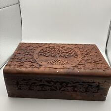 Tree of Life Carved Wood Box 5x7