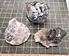 Lot of 3 Boytryoidal Hematite, Galena, and Smoky Quartz Mineral Specimens RC24 picture