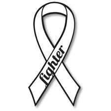 White Lung Cancer Fighter Ribbon Car Magnet Decal Heavy Duty 3.5
