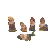 Set of 5 Vintage Gardening  Gnomes 1970's Hand Painted Ceramic picture