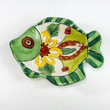 Mazcera Fish Bowl Snack Trinket Tray Ceramic Paisley Leaf Hand Painted *READ picture