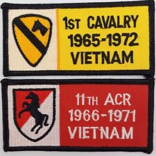 2 Vietnam War Cavalry Patches 1st 11th ACR Black Horse Shield 1965 1972 1966-71 picture