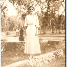 c1910s Beautiful Young Lady RPPC Outdoors Grace Elegant White Girl Photo PC A161 picture