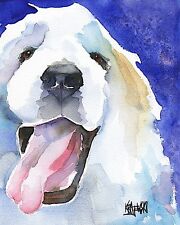 Great Pyrenees Dog Art Print Signed by Artist Ron Krajewski Painting 8x10 picture