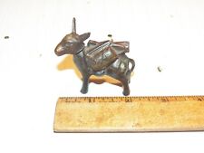Vintage Bronze Burro Pack Mule Donkey Figurine w/ Nodding Head picture