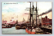 c1918 Ships at The Harbor of New Orleans Louisiana LA Postcard picture