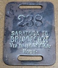Rare Vintage D&H Co Saratoga NY to Bridgeport Railroad Baggage Train Luggage Tag picture