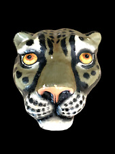 Vintage 3D Painted Leopard Tiger Cat Jag Head Wall Mount Display Paper Mache 12