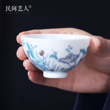 Hand-painted Colorful Fish Algae Patterned Heart Chinese Ceramic Single Cup picture
