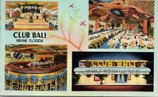 Miami FL Club Bali Tiki Restaurant Interior Multi View Linen postcard JQ4 picture