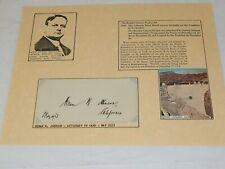 Senator HIRAM W.JOHNSON AUTOGRAPH and Story of Hoover Dam and the Boulder canyon picture