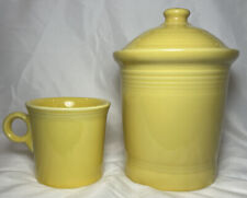 Vintage Fiestaware Yellow Ring Tea Cup & Canister Container  picture