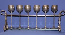 Antique Set 6 Metal Goblets With Stand picture